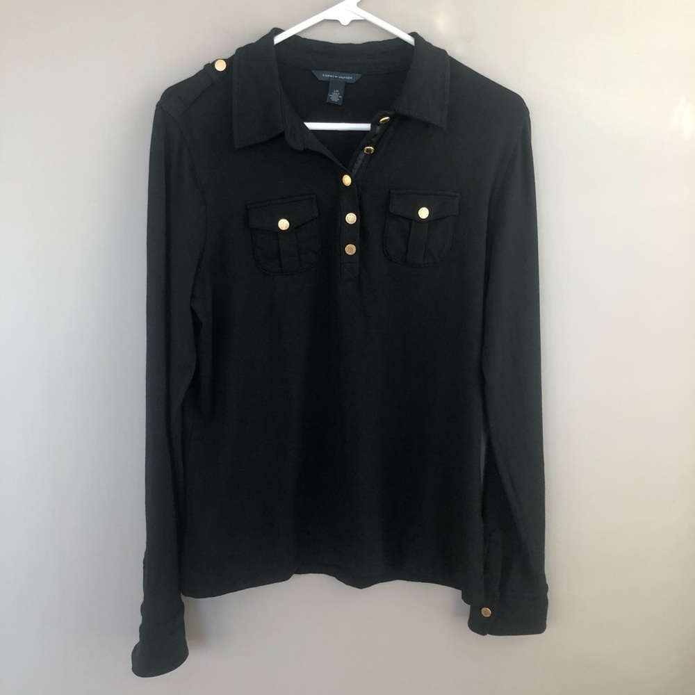 Tommy Hilfiger Black w/Gold Button Front L